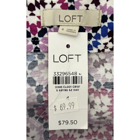 Ann Taylor LOFT Geometric Midi Linen Blend Wrap Skirt Size 4 - Picture 6 of 13